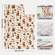 2PCS Kitchen Towels Vintage Christmas Theme Print 40*60cm Retro Style Rectangular Microfiber Kitchen Towels, Dish Cloths, Tablecloths, Hand Towels, Christmas Kitchen Decor, Home Decor, Neighbor Housewarming Gift, Perfect For Kitchen And Bathroom Use, Suitable For Housewives And Family Gathering Gifts, Great Value, Household Essential - White - View 4