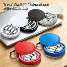 Multifunctional Round Shell Data Cable Box, Fast Charging Multifunctional Magnetized Hanging Cable Adapter Connector Data Cable Box, Six-In-One New Data Cable Storage Box Set, Data Cable And Storage Box Combination, Data Transmission And Adapter Data Cable Set, Data Cable Storage - Multicolor - View 1