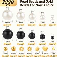 Elegant Versatile Series Pearl 40-Grid Divided Storage Jewelry Set, Black & White Pearl, All White Pearl Two Sets Of Jewelry Options, DIY Creative Design Jewelry Accessories - Multicolor - View 9
