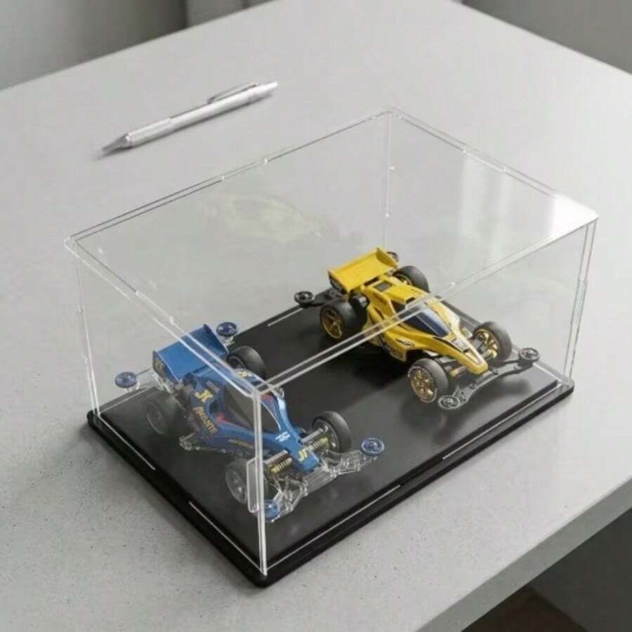 1pc Acrylic Display Box, Multiple Sizes Available, Assembled, Dust-Proof Display Box, Matte Black Base, Suitable For Displaying Figures, Collectibles, Statues, Models, Etc. - A - View 1