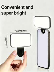 Black Portable Rechargeable LED Selfie Light, 3 Lighting Modes, USB And Battery Powered, Compatible With Phone, Camera, Video, Call, Clip-On Design, Adjustable Angle, Dual Front And Back Clips, Suitable For Selfie, Live Streaming, Photography, Portable Selfie/Phone Fill Light, Battery Powered Clip-On Phone Selfie Light - Phone Selfie Light - View 6
