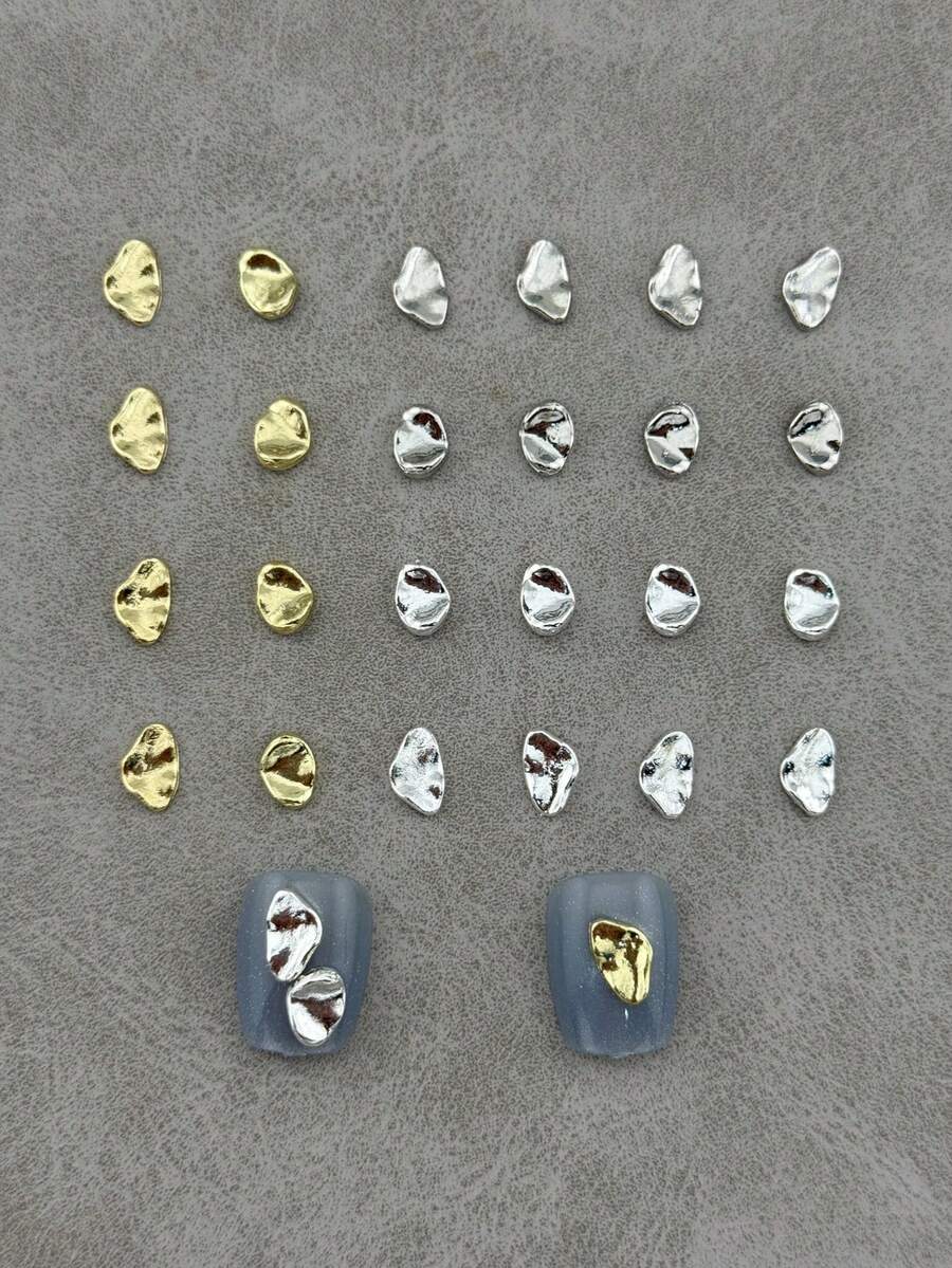 A Set Of 24 Pieces Of Autumn New Baroque Style Irregular Metal Nail Accessories, The Back Design Fits Nails, Suitable For Nail Decoration Production Christmas Nail Decoration - Multicolor - View 1