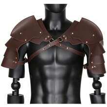 Medieval 4-Layer Shoulder Armor Nordic Viking Brown & Black Vintage Cosplay Knight Warrior Armor Shoulder Guards Stage Performance Halloween Prop - Multicolor - View 2