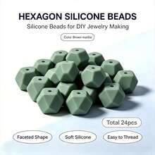 24/100Pcs Morandi Color Palette Faceted Hexagon Silicone Beads, Polygonal Beads For DIY Jewelry & Bead Pen Making - Morandi Color Scheme - View 15