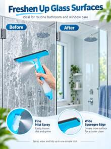 3-In-1 Multi-Functional Glass Cleaning Tool With Sprinkler, Polypropylene (PP) Plastic, For Bathroom, Kitchen, Living Room, Bedroom, Toilet - Efficient Mirror And Window Scraper - A - View 4