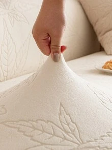 1pc Soft Cream Style Fleece Elastic Stretch Full Sofa Cover, Free Matching Pillowcase Per Seat, 1234 Seats Armrest & Backrest All-In-One Sofa Cover, Anti-Dirt, Anti-Pet Scratch, Dustproof, Suitable For All Seasons - Beige - View 9