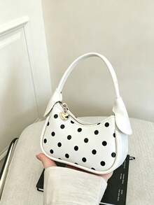 XD Mini Compact Girls Polka Dot Underarm Bag, Cute Crescent Moon With Star Pattern Mini Handbag, Vintage Polka Dot Style, Suitable For Storing Children's Small Items, Underarm And Handheld Dual Modes, Perfect Gift For Valentine's Day And Halloween For Kids - Multicolor - View 13