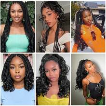 1/6 Pack, Women's Crochet Wig, 14-24 Inch Crochet Braid, Box Braid, French Curl, Pre-Wound Crochet Wig, Short French Curl Crochet Braid, Curled Ends, Hair Extensions, Includes Wig Tools - Multicolor - View 9