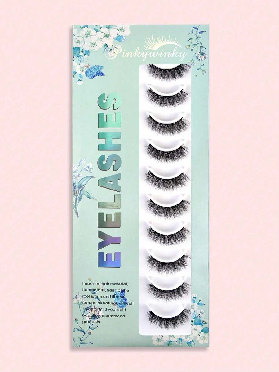 10 Pairs Crisscross 14mm Long False Eyelashes - Black - View 1