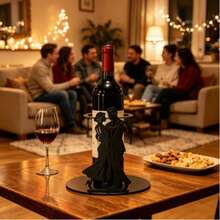 Black Wooden Dancer Silhouette Single Bottle Wine Rack, Restaurant Supplies, Sturdy And Durable/Easy Installation/Elegant Decoration/Suitable For Home Kitchen Storage, Living Room Wine Rack Display/ - Black - View 5