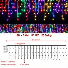Battery Box Curtain Icicle Lights Christmas Lights Outdoor Eaves Decor String Lights For Halloween Wedding Party Holiday Decorations Autumn Home Decor - Battery-operated Icicle Lights - View 11
