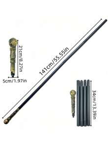 1pc Halloween Cosplay Scepter Prop Egyptian Pharaoh Snake Head Staff Performance King Scepter Magician Cane - Black + Gold - View 1
