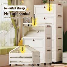 Multi-Size Flip-Top No-Assembly Folding Storage Cabinet, Home Organizer Cabinet For Living Room, Snack, Toy And Miscellaneous Storage - White - View 7