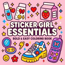 1pc Cute Sticker Coloring Book, Includes 24 Pages Of Fun And Adorable Patterns, Featuring Classic Elements Every Girl's Sticker Pack Can't Miss. From Hearts, Iced Coffee To Cosmetics, Headphones, Sparkling Stars-Perfect Gift For Birthday, Halloween, Christmas And Other Holidays - Cute Sticker Coloring Book - View 7