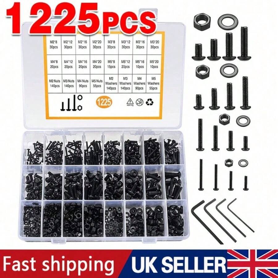 1225pcs Stainless Steel Hex Screws And Socket Bolts Nuts Set Assorted M2 M3/M4/M5 - UK-h423801 - View 1
