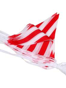 1/2/4pcs Red & White Striped Triangle Bunting Flags, Christmas Hanging Banner, Holiday Home Window Storefront Decoration, Carnival Birthday Party Supplies - Red and White Striped Bunting - View 4