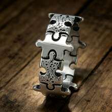 1pc Fashion Minimalist 316 Stainless Steel Puzzle Style Unisex Ring, Christmas Halloween Gift For Colleagues And Friends - Ring - View 7
