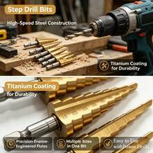 6pcs Multi-Size Step Drill Bit Set, Tapered Drill Bits Suitable For Drilling And Boring, Can Process Metal, Wood, PVC And Acrylic Materials, Widely Used For Home Repair, Handicrafts And Various Small Processing Projects (OPP Bag Packaging) - A - View 3