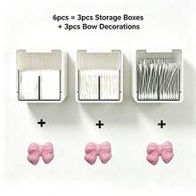 6pcs Cotton Swab Storage Box, Wall Mounted Makeup Pad Storage Box, Suitable For Bathroom, Washbasin, Dressing Table, Miscellaneous Storage Rack, Essential Bathroom Accessories, Makeup Remover Pad Storage Box, Desktop Makeup Pad Storage Box - Multicolor - View 12