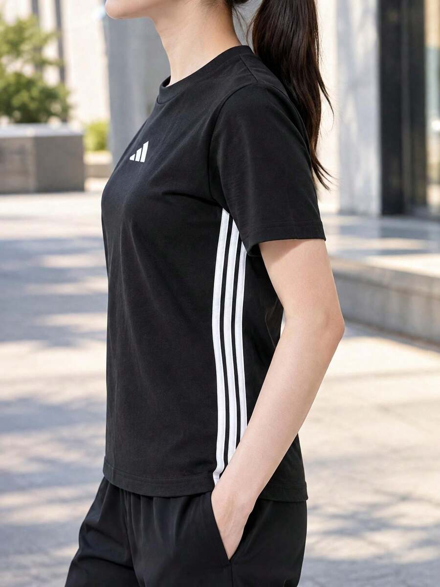 Adidas Women's Classic 3-Stripes Pure Sports Short Sleeve T-Shirt & Tank Top W 3S SJ T JD0846 - Black/white - View 1
