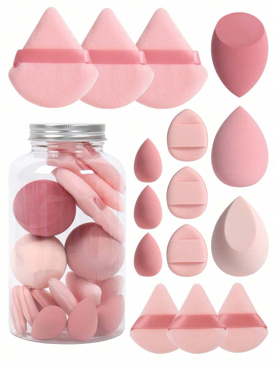 Random Makeup Sponges, Mini Makeup Sponges, Powder Puffs, Mini Powder Puffs, Mini Finger Cushion Powder Puffs; Foundation Application Makeup Sponge, Compatible With Liquid Foundation, Concealer, Loose Powder, Flawless Application; Multi-Color Makeup Sponges, Latex-Free Material, Dry And Wet Use - Multicolor - View 1