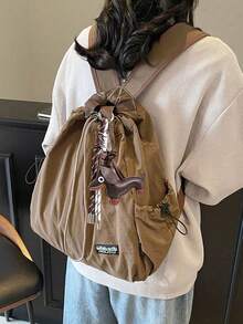 Solid Color Minimalist Large Capacity Portable Women's Bag, Versatile Style Suitable For Daily Commute, Travel, Shopping - Coffee Brown - View 3