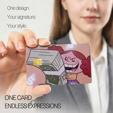 Funny Personalized Cartoon Money-Loving Girl Bank Card Sticker, Single Piece, Premium Ultra-Thin PVC Vinyl Material, Scratch-Resistant Waterproof, Removable Without Residue, Suitable For Credit Cards, Debit Cards, Bank Card Decorative Film - View 2