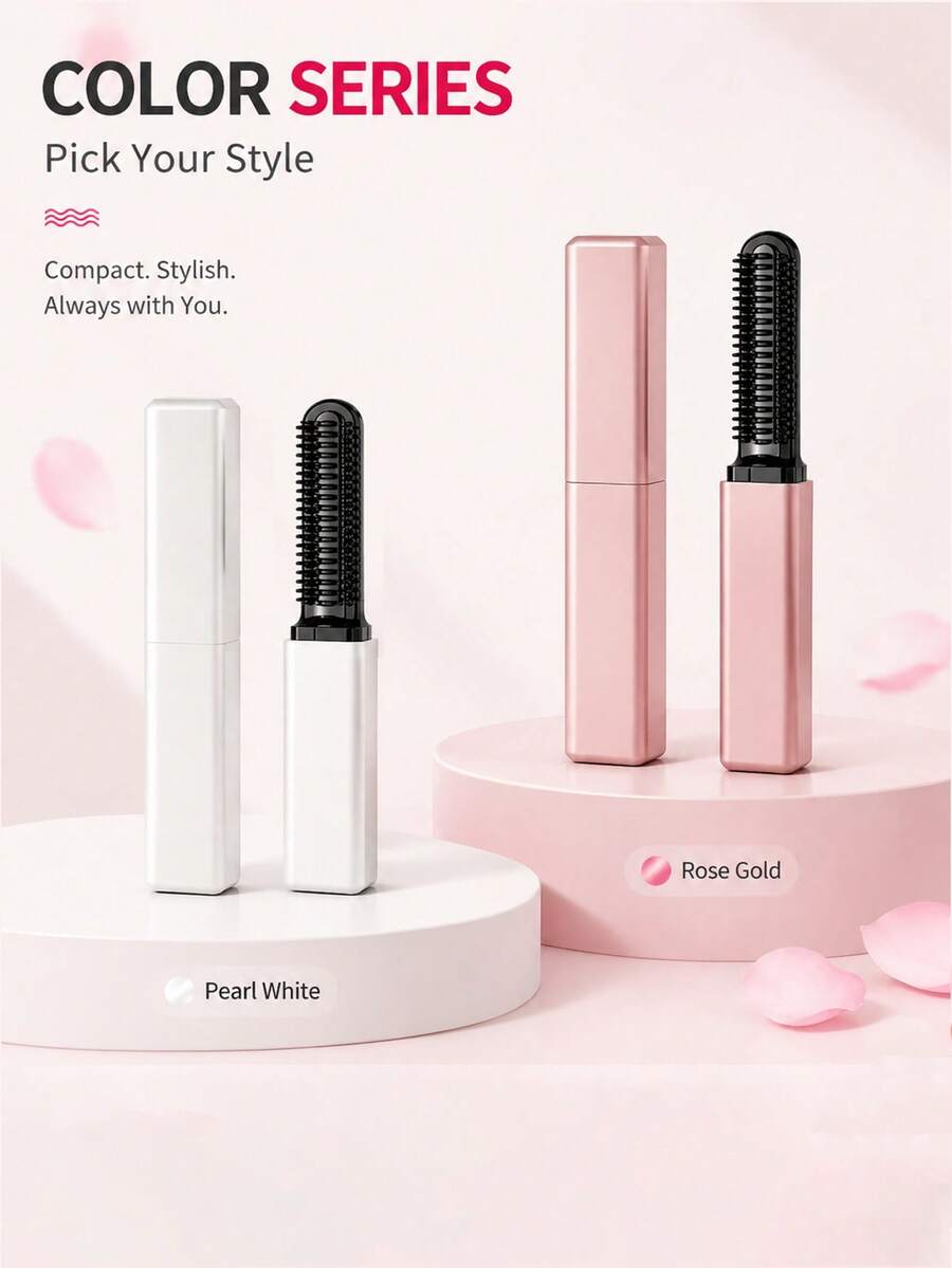 Wireless Mini Straightening Comb, Smart Temperature Control, 800mAh Battery, 14cm Pocket Size Design, Heat-Resistant Ceramic Glazed Bristles, Creates Smooth Frizz-Free Hair, 18W Fast Styling, Suitable For Daily Portable Hair Care