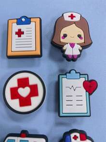 20‑Pack Nurse's Day Cartoon Shoe Charms, Medical Tribute Theme, Fit For & Crossbody Bags, Unique DIY Decor Pendants - Multicolor - View 7