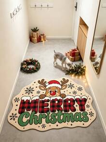 1pc Merry Christmas Letter Doormat, Doormat, Small Rug, Welcome Mat, Carpet, Floor Mat, Outdoor Doormat, Kitchen Rug, Home Decor, Front Door Mat, Area Rug, Outdoor Mat, Home Decor, Area Carpet, Garden Rug, Washable Carpet - Multicolor - View 4