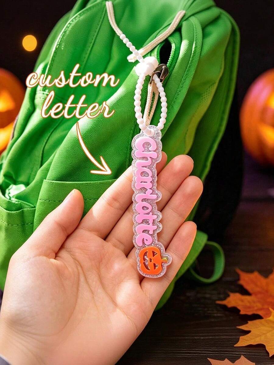 Halloween Tag Boo Basket Backpack Name Tag Personalized Keychain Halloween Gift For Kids Trick Or Treat Bag Lunchbox Name Tag/Back To School - Multicolor - View 1