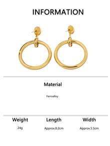 European And American Vintage Style Gold Bead Large Hoop Dangle Earrings, Polished Exaggerated Hoop Earrings For Party, Evening Dress, Vacation And Photo Accessory - Yellow Gold - View 6