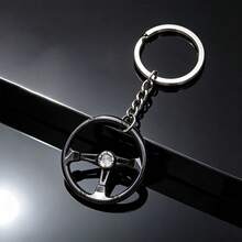 Racing Steering Wheel Keychain, Mini Metal Simulated Car Key Ring, Auto Key Holder Pendant For Car Enthusiasts - A - View 5