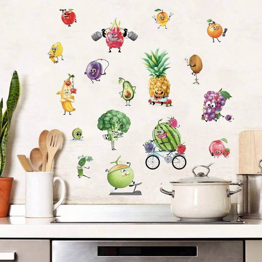 1Set Waterproof Vegetable Wall Stickers Fruit And Veggie Wall Decalsfor Kindergarten Playroom Kitchen Home Wall Decor - Vegetables - View 1