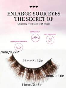 7 Pairs 8D Fluffy Voluminous Faux Mink False Eyelashes, D Curl Thick Full Strip Lashes,Lightweight Reusable Dramatic Eye Makeup Lashes For Halloween Club Party - Brown - View 3