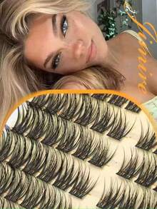 Natural Thick Cat Eye Cluster False Eyelashes, 10-15mm Pre-Arranged Eyelash Map, Single Cluster Eyelash Extensions Natural Effect - D - View 4