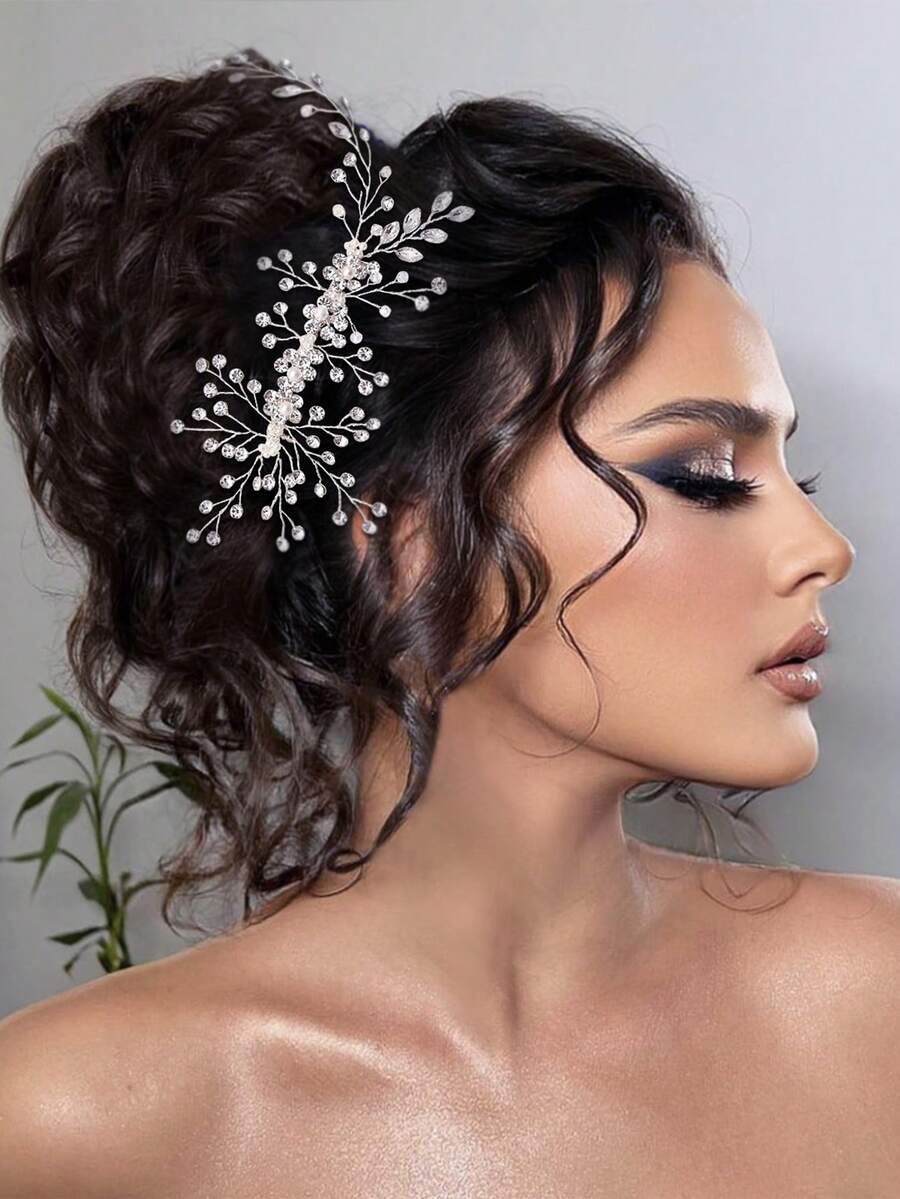 1pc Elegant Rhinestone Decorative Comb For Wedding Party Hairstyles Bridal Bridesmaids Dress Up