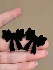 1 Pair Of Fashionable Personalities Bow Earrings Exquisite And Elegant Suitable For Wedding Parties And Gift Giving ﻿ - Black - View 8