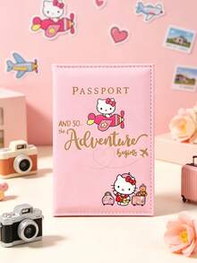 Hello Kitty Pattern PU Leather Passport Case Cover With Card Slots, Gold Letter Cute Travel Document Holder Essentials Organizer For Women Couples - Multicolor - View 10