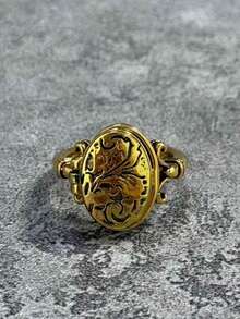 Fashion Unique Gold‑Tone Engraved Open Ring Suitable For Daily Party And Halloween Wear Halloween Gift Valentines Day Gift. - Gold - View 7