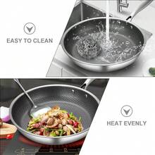 Stainless Steel Frying Pan - Uncoated, Non Stick, Suitable For Induction Cookers And Kitchen Cooking, Can Be Used For Seafood Pots - View 8