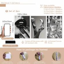 Set Of 3 Framed Canvas Wall Art, Black And White Canvas Posters, High Heels, Lips, And Perfume Prints, Ready To Hang, Home Decor Fashion Wall Art, Perfect Gift For Any Space - Multicolor - View 14