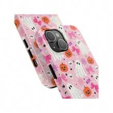 Halloween Phone Case Halloween Spooky Cute Fall Phone Cover Compatible With IPhone 17 16 15 14 Pro Max Plus 13 12 11 - Pink - View 3