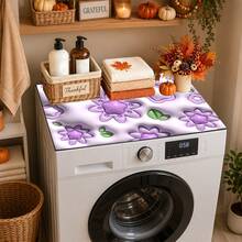 Luckybutterfly Flat Printed 3D Visual Effect Floral Washer Dryer Top Protective Mat, Anti‑Slip Dustproof Household Appliance Top Cover Pad Home Decor - Multicolor - View 4