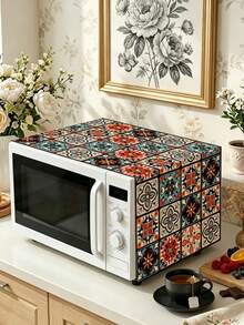 1pc Boho Microwave Dust Cover With Retro Geometric Pattern,Bohemia Polyester Microwave/Oven/Stovetop Cover,85*35cm Microwave Appliance Cover,Kitchen Dust-Proof Protector,Bohemian Table Decor,Holiday Party Decoration,Kitchen Dining Home Decor - Multicolor - View 7