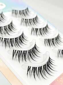 10pcs Cartoon Style False Eyelashes, One-Piece Eyelash Extensions, Transparent Natural Effect, Voluminous Curly Design, Suitable For Beginners, Reusable - Multicolor - View 4