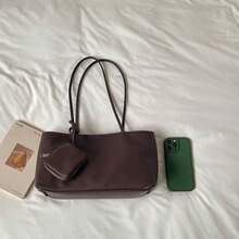 New Minimalist Shoulder Bag Casual Tote Fashion Work Commute Women's Handbag - Coffee - View 5