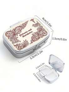 Portable Mini Pill Case, Single-Piece 2d Flat-Printed Dual-Compartment, Vintage Floral And Botanical Pattern Print, Sealed And Moisture-Proof, Capsule And Vitamin Organizer, Pocket-Sized Travel Medicine Storage Box, 2D Flat,Only Includes The Box - Multicolor - View 9