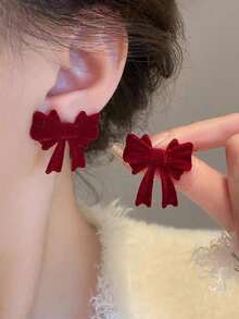 1 Pair Of Fashionable Personalities Bow Earrings Exquisite And Elegant Suitable For Wedding Parties And Gift Giving ﻿ - Black - View 1