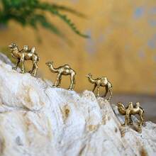 4pcs Copper Color Mini Camel Statue Decorative Metal Figurines, Suitable For Fairy Garden, Micro Landscape, Bonsai, Fish Tank And Miniature Landscape Decoration - Mini Camel - View 5